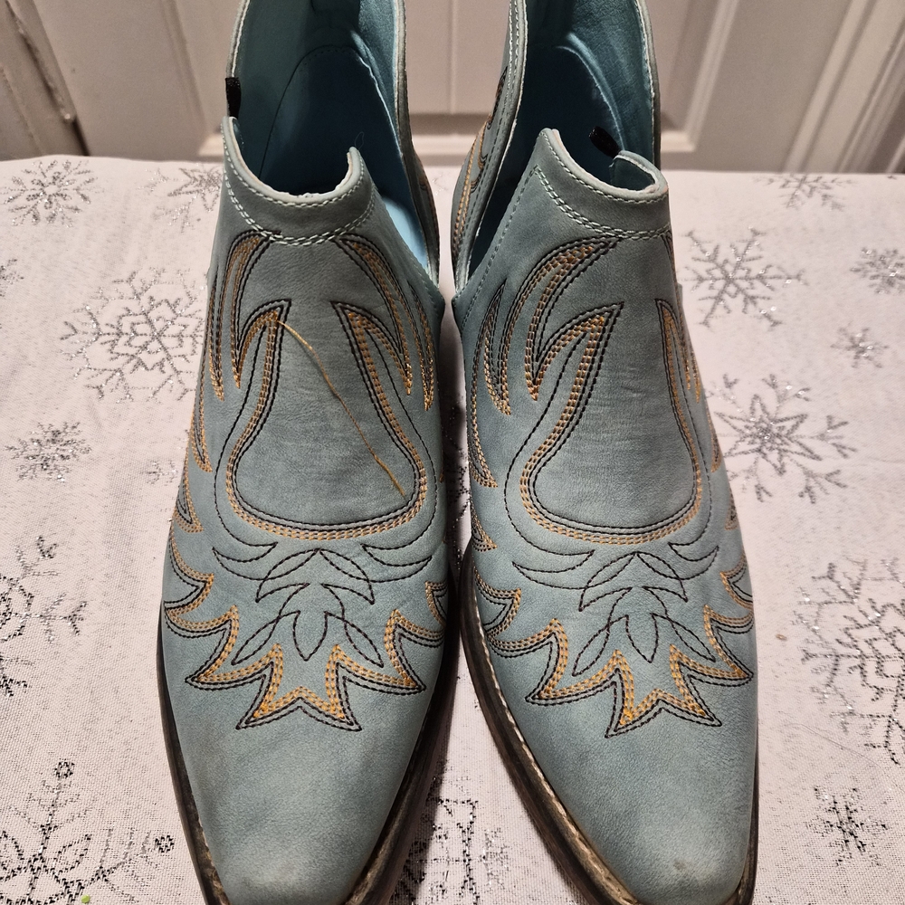 Roper - Blue and Brown Leather Ankle Boots - Picture 2 of 8